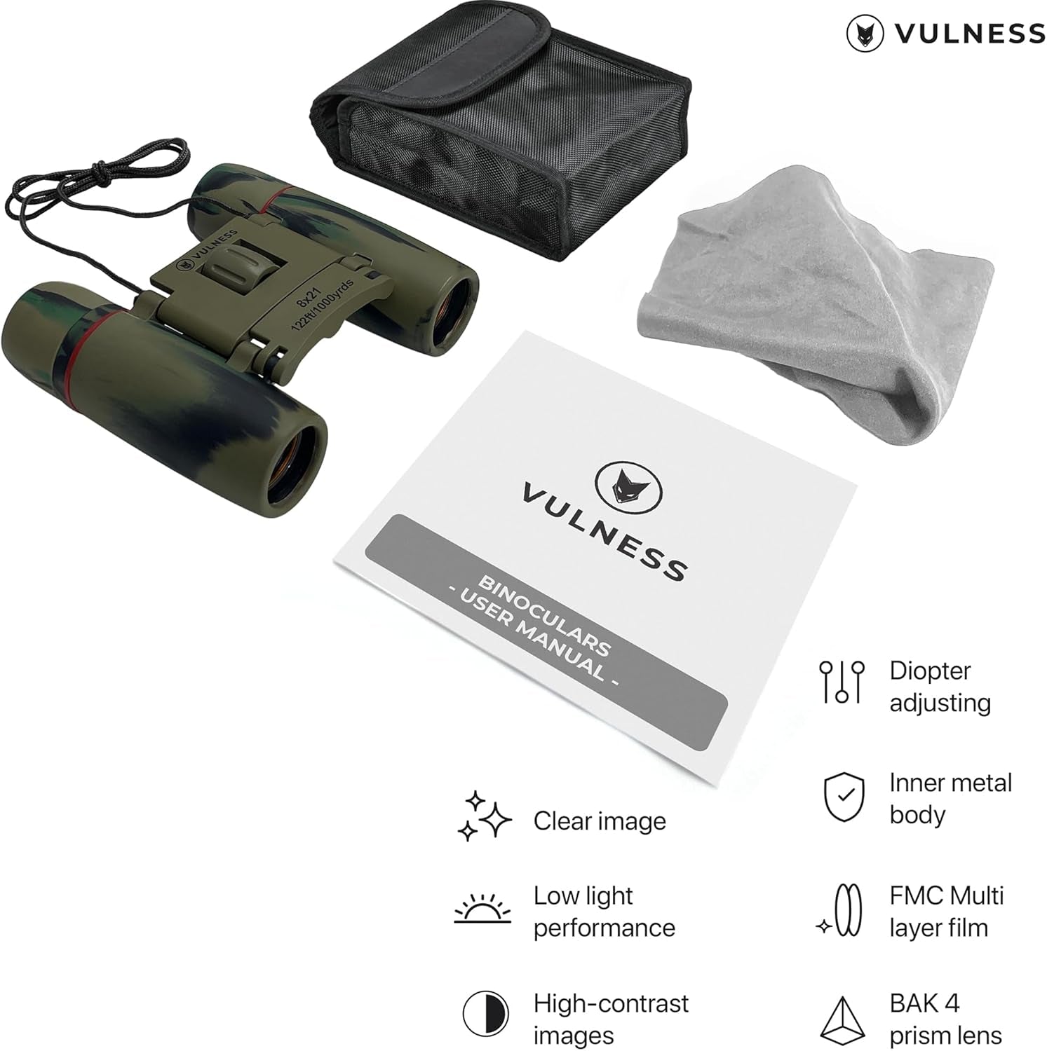 Binoculars for Adults | Compact Small Mini Travel Binocular for Bird Watching High Powered Electronics Cruise Ship Essentials Norwegian Alaska Must Haves Hiking Camping Gear by  (Camo, 8X21)