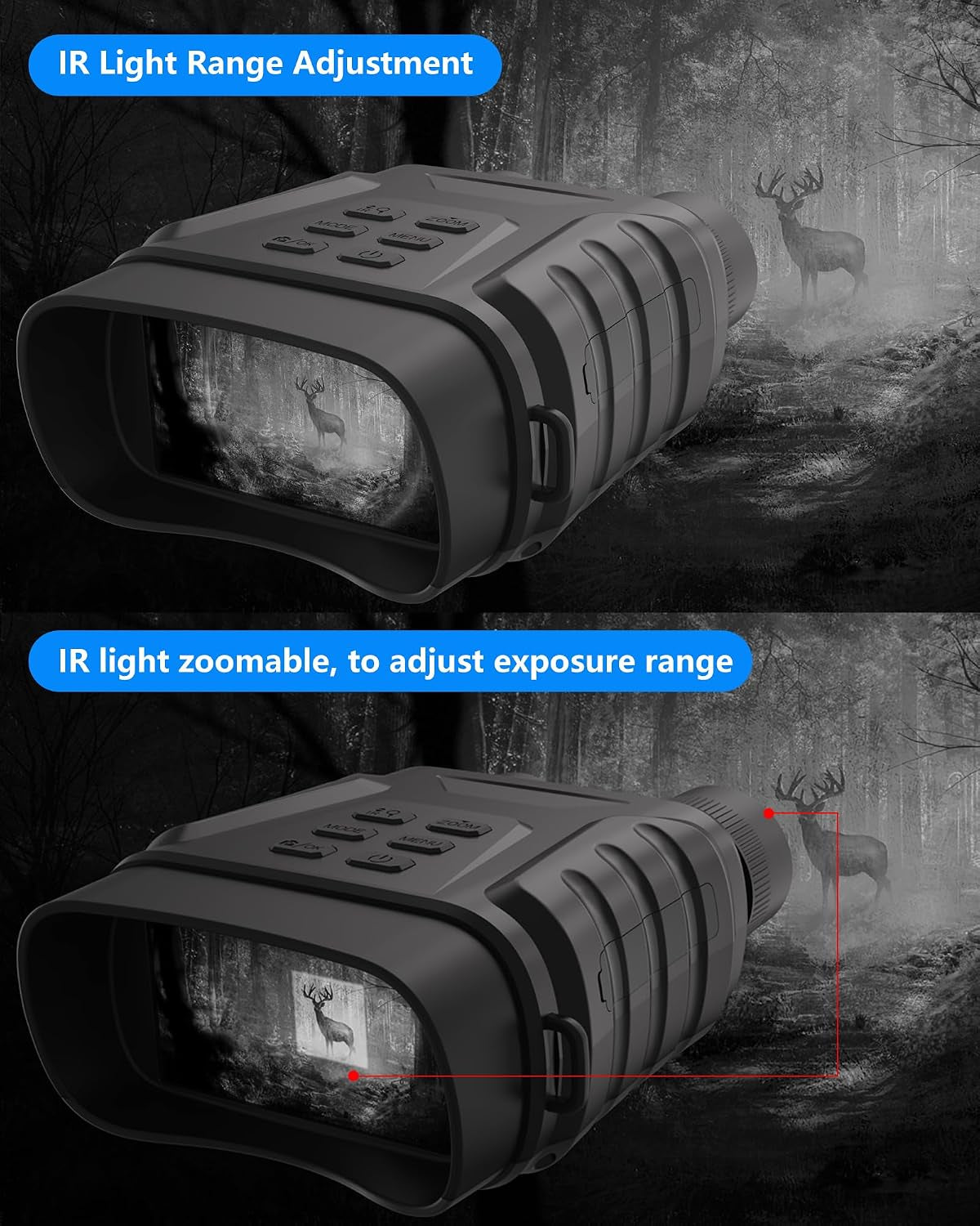 Ultimate 4K Night Vision Goggles - 8X Digital Zoom Binoculars with 3" Screen & Adjustable IR Light for Camping & Hunting, 200M Range, 32GB Storage