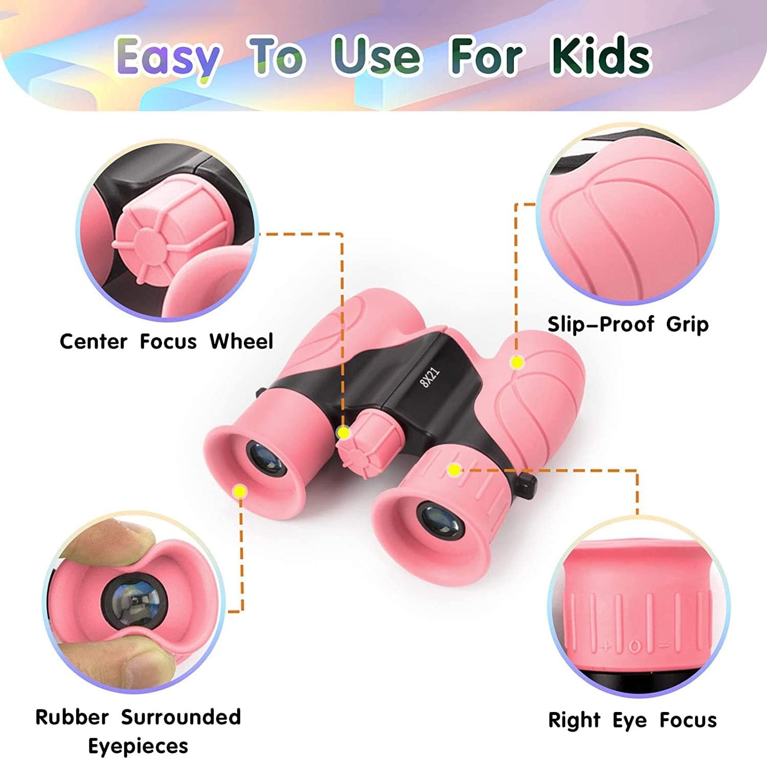 Kids Binoculars,Shockproof 8 X 21 High Resolution Compact Kids Binoculars Real for Boys and Girls,Perfect for Bird Watching, Hiking,Camping,Travel, Christmas Birthday Gift
