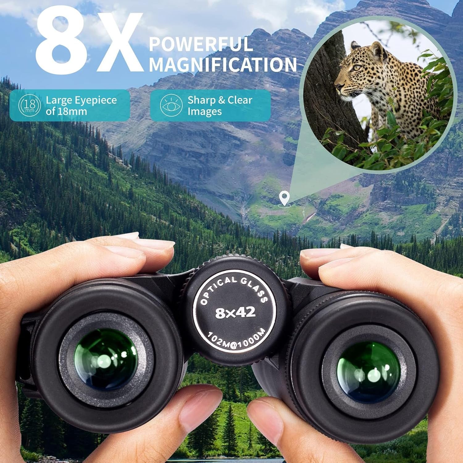 8X42 Roof Prism Binoculars for Adults, HD Professional Binoculars for Bird Watching Travel Stargazing Hunting Concerts Sports-Bak4 Prism FMC Lens-With Phone Mount Tripod Strap Carrying Bag
