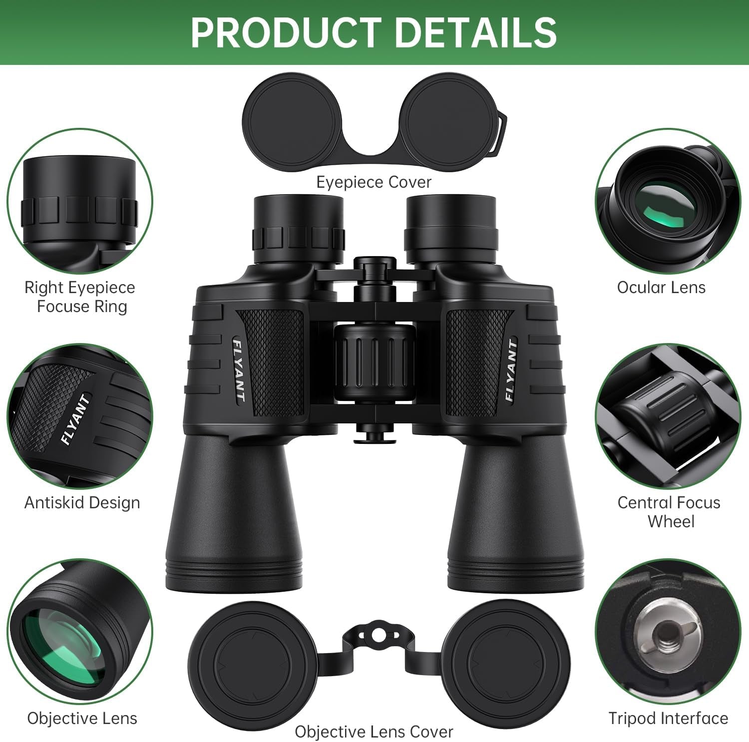 20X50 High Powered Binoculars for Adults, Waterproof Compact Binoculars with Low Light Vision for Bird Watching Hunting Football Games Travel Stargazing Cruise with Carrying Bag