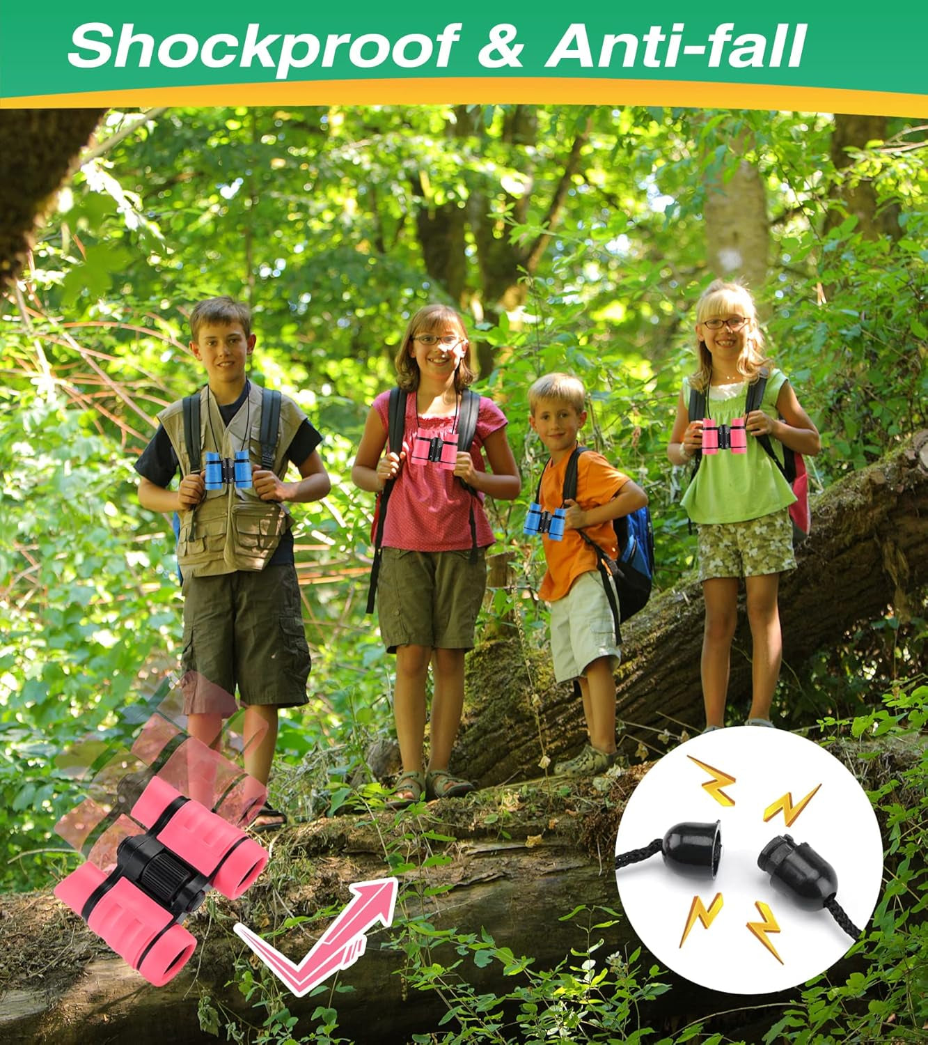 Binoculars for Kids, Toys for 3-12 Years Boys and Girls High-Resolution Optics Shockproof Mini Compact Toy Binoculars for Bird Watching, Hiking, Camping, Science, Detective