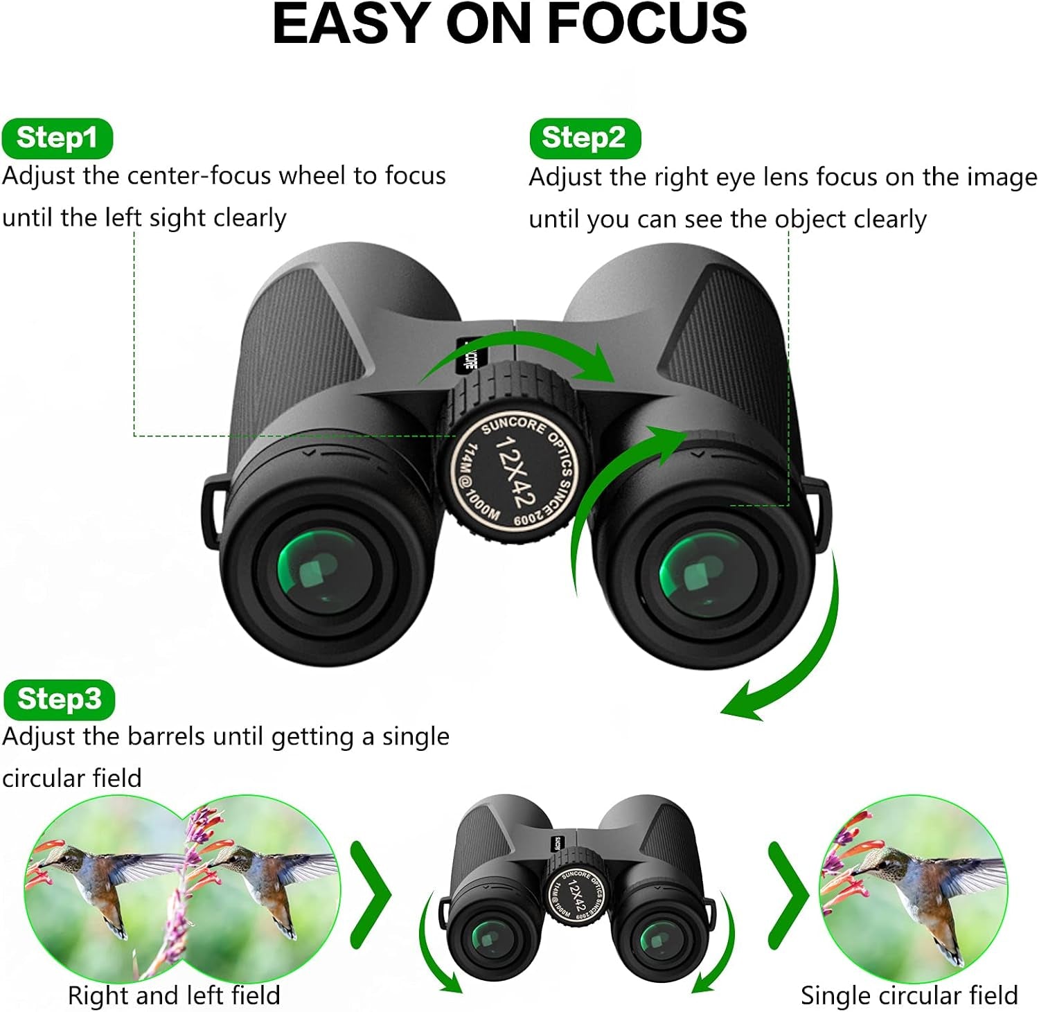 12X42 HD Binoculars for Adults with Universal Phone Adapter - High Power Binoculars with Super Bright and Large View- Lightweight Waterproof Binoculars for Bird Watching Hunting Outdoor Sports Travel