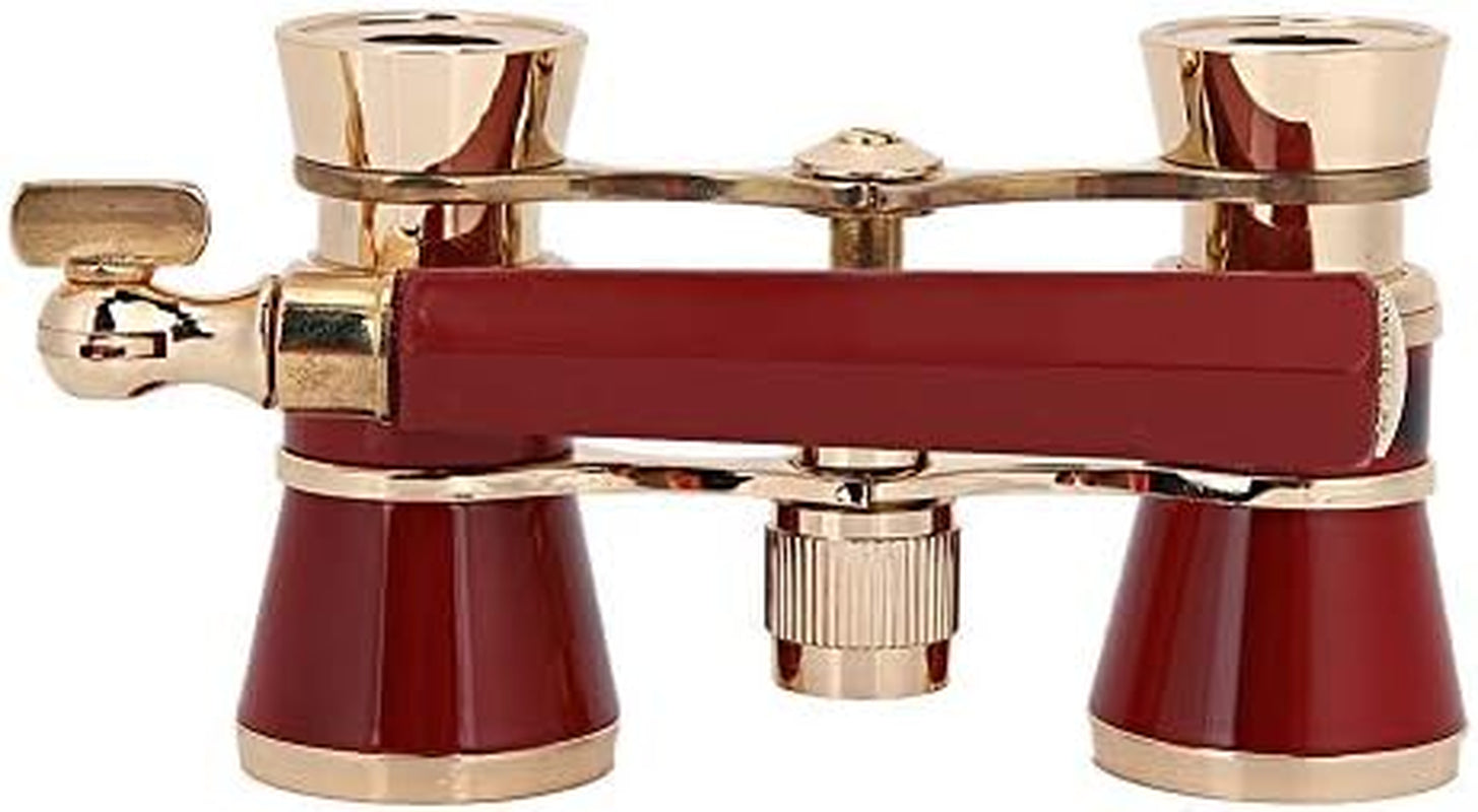 Opera Binoculars Theater Glasses Opera Glasses Binoculars 3X25 Magnification BK7 Optical Glass Lens Central Focus with Handle for Adults Kids Women in Concerts Theaters (Red)