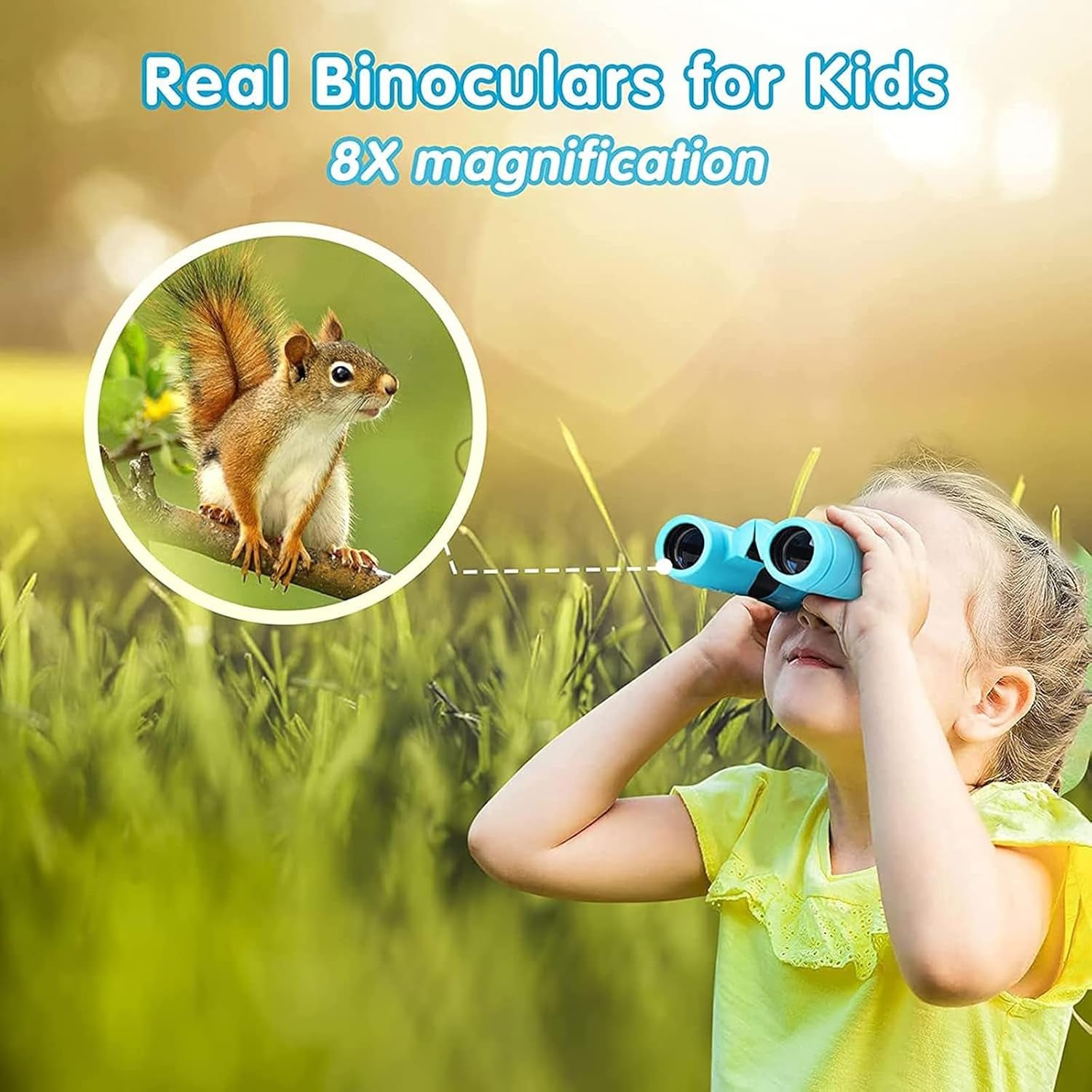 Binoculars for Kids,Compact Kids Binoculars 8X21 High-Resolution for Bird Watching, Camping, Exploration, Hiking, Hunting, Sports Events and Safari Park Gifts (Blue)