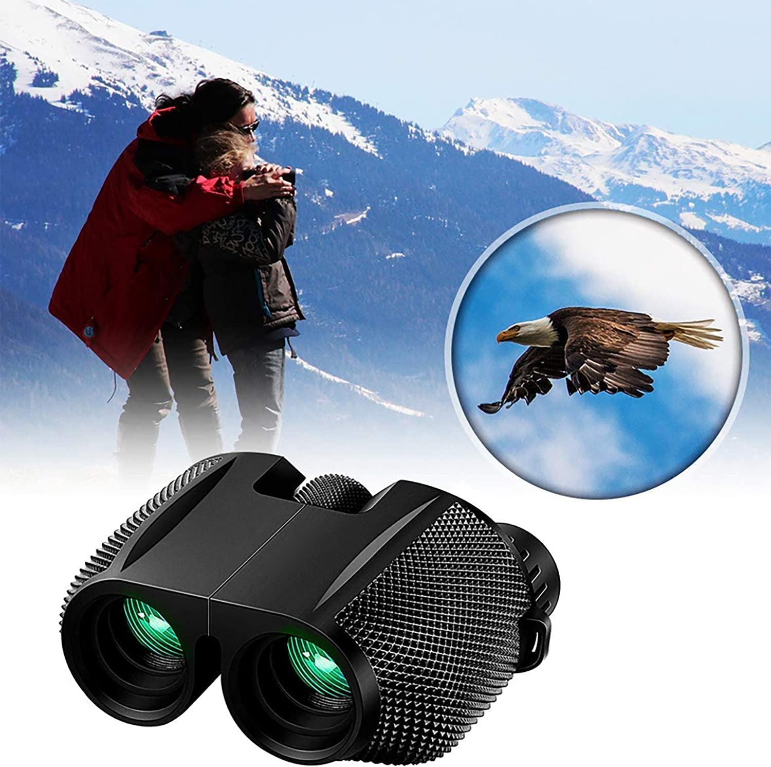 Compact Binoculars, Foldable Waterproof BAK-4 Binoculars 10 X 25 Prism Hunts Bir