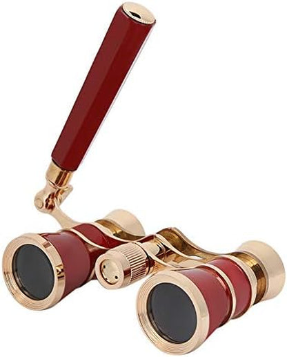 Opera Binoculars Theater Glasses Opera Glasses Binoculars 3X25 Magnification BK7 Optical Glass Lens Central Focus with Handle for Adults Kids Women in Concerts Theaters (Red)