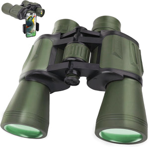 20X50 Binoculars for Adults, HD High Powered Professional Binoculars for Bird Watching Travel Stargazing Concerts Outdoor Sports-Bak4 Prism FMC Lens,Waterproof, Fogproof with Phone Adapter (Green)