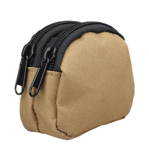 2 pack Outdoor Pouch Admin Pouch mini Pouches,Double Zipper Pocket Organizer can be Worn on The Belt（khaki）