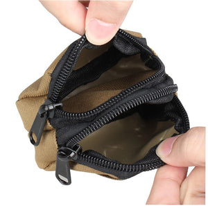 2 pack Outdoor Pouch Admin Pouch mini Pouches,Double Zipper Pocket Organizer can be Worn on The Belt（khaki）
