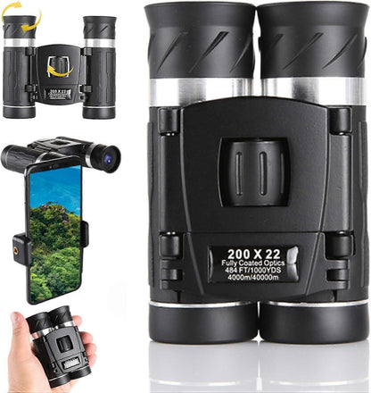 200x22 HD Binoculars for Adults High Power Compact Travel Bird Watching Binoculars
