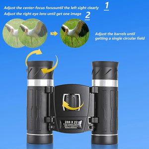 200x22 HD Binoculars for Adults High Power Compact Travel Bird Watching Binoculars