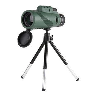 Monocular Binoculars High Definition 40x60 FMC Coated, Roof Prism, Reinforced ABS lens, Case + Strap, Green