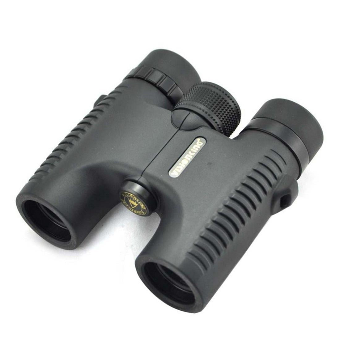 Vision King - High Powered Wide Angle Zoom 10x26 Binoculars - BAK4 Prism, Compact, Lightweight, Durable Rubber Armoured Body, Soft Cover Bag + Strap