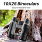 Compact Binoculars 25x Zoom, BAK4 Prism, Large Eye Piece, Rubber Non-Slip Grip, Multi-layer Coated Lenses, Case + Strap