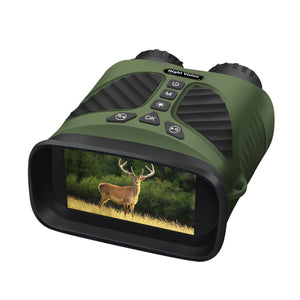 HD Digital Night Vision Binoculars - 10x Optical Zoom, IR, 300m Range, 3.0" IPS Screen, USB Charger + Strap, Green/Black