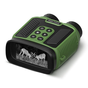 Digital Night Vision Binoculars - 4K Ultra HD Video & Photo, IR Scope, Day & Night Long Range, Rechargable, USB Charger, Case + Strap, Green/Black