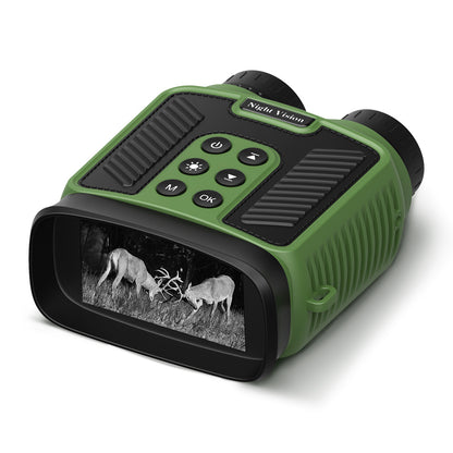 Digital Night Vision Binoculars - 4K Ultra HD Video & Photo, IR Scope, Day & Night Long Range, Rechargable, USB Charger, Case + Strap, Green/Black