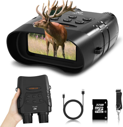 Experience Ultimate Night Vision: 4K Infrared Binoculars with HD Screen & 32GB TF Card for Camping & Hunting