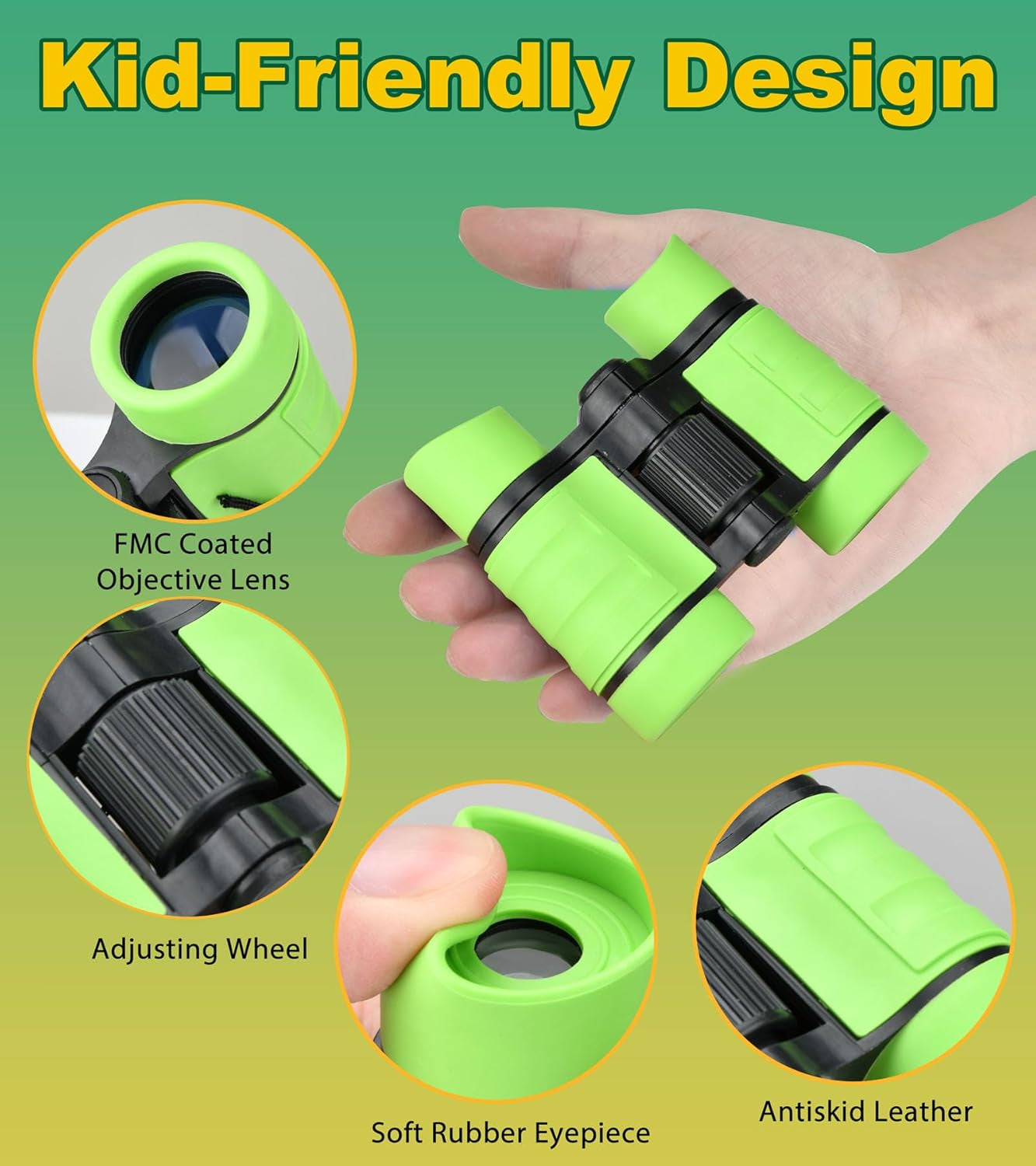 Binoculars for Kids, Toys for 3-12 Years Boys and Girls, High Resolution Optics, Shockproof, Mini Compact Toy Binoculars for Bird Watching, Hiking, Camping, Science, Detective