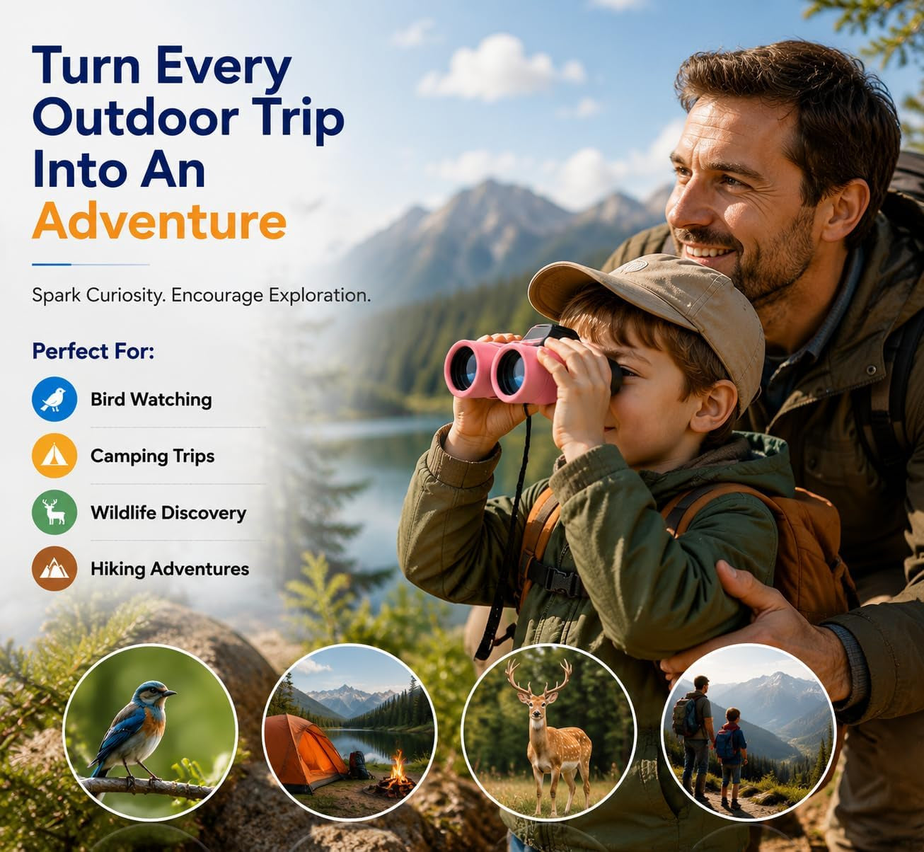 Kids Binoculars,Shockproof 8 X 21 High Resolution Compact Kids Binoculars Real for Boys and Girls,Perfect for Bird Watching, Hiking,Camping,Travel, Christmas Birthday Gift
