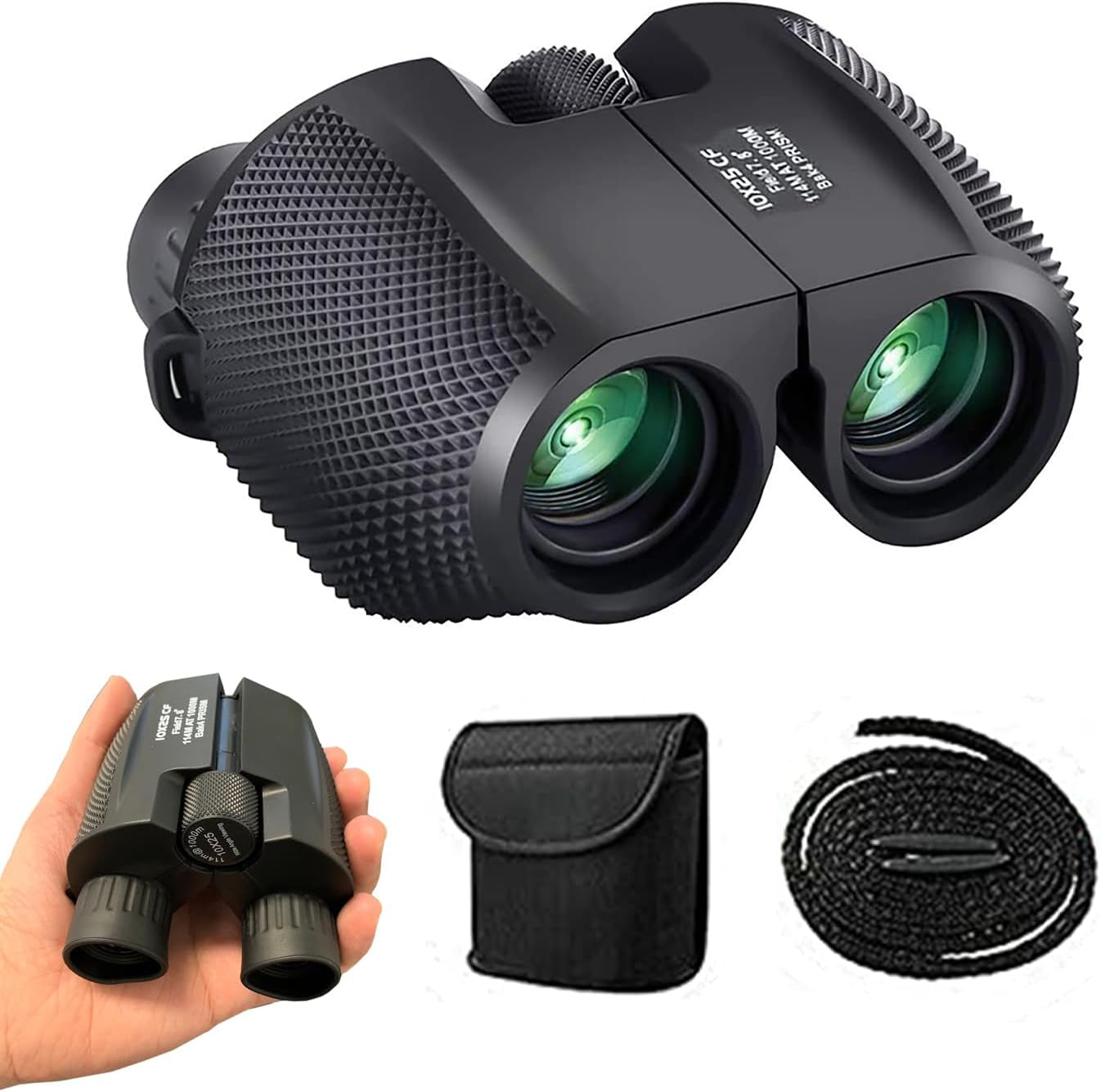 Compact Binoculars, Foldable Waterproof BAK-4 Binoculars 10 X 25 Prism Hunts Bir