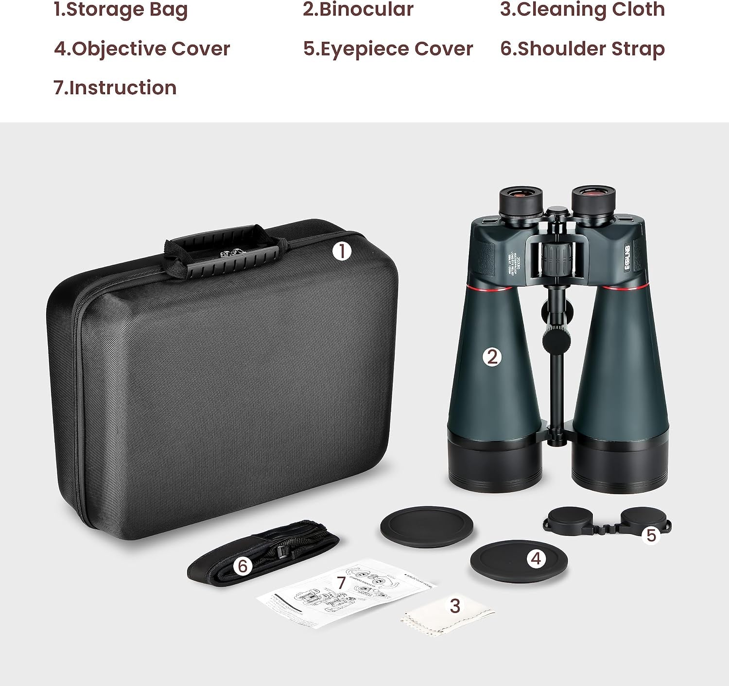 Astronomy Binoculars - 20X80 for Adults, Outdoor Waterproof Binoculars for Bird Watching, Travel and Stargazing with Tripod Adapter and Carrying Bag