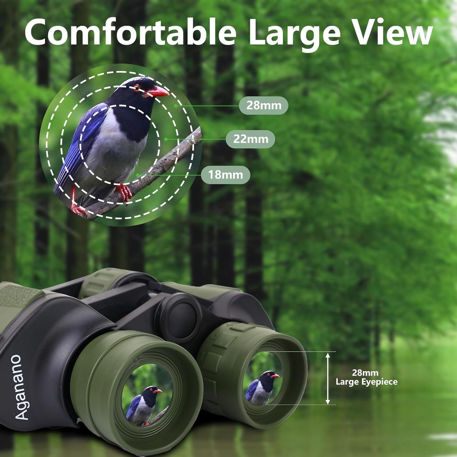 20X50 Binoculars for Adults, HD High Powered Professional Binoculars for Bird Watching Travel Stargazing Concerts Outdoor Sports-Bak4 Prism FMC Lens,Waterproof, Fogproof with Phone Adapter (Green)