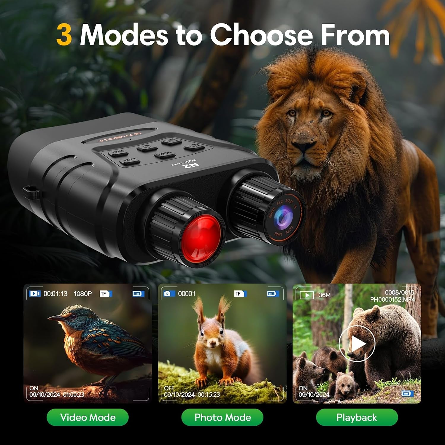 Experience Ultimate Night Vision: 4K Infrared Binoculars with HD Screen & 32GB TF Card for Camping & Hunting