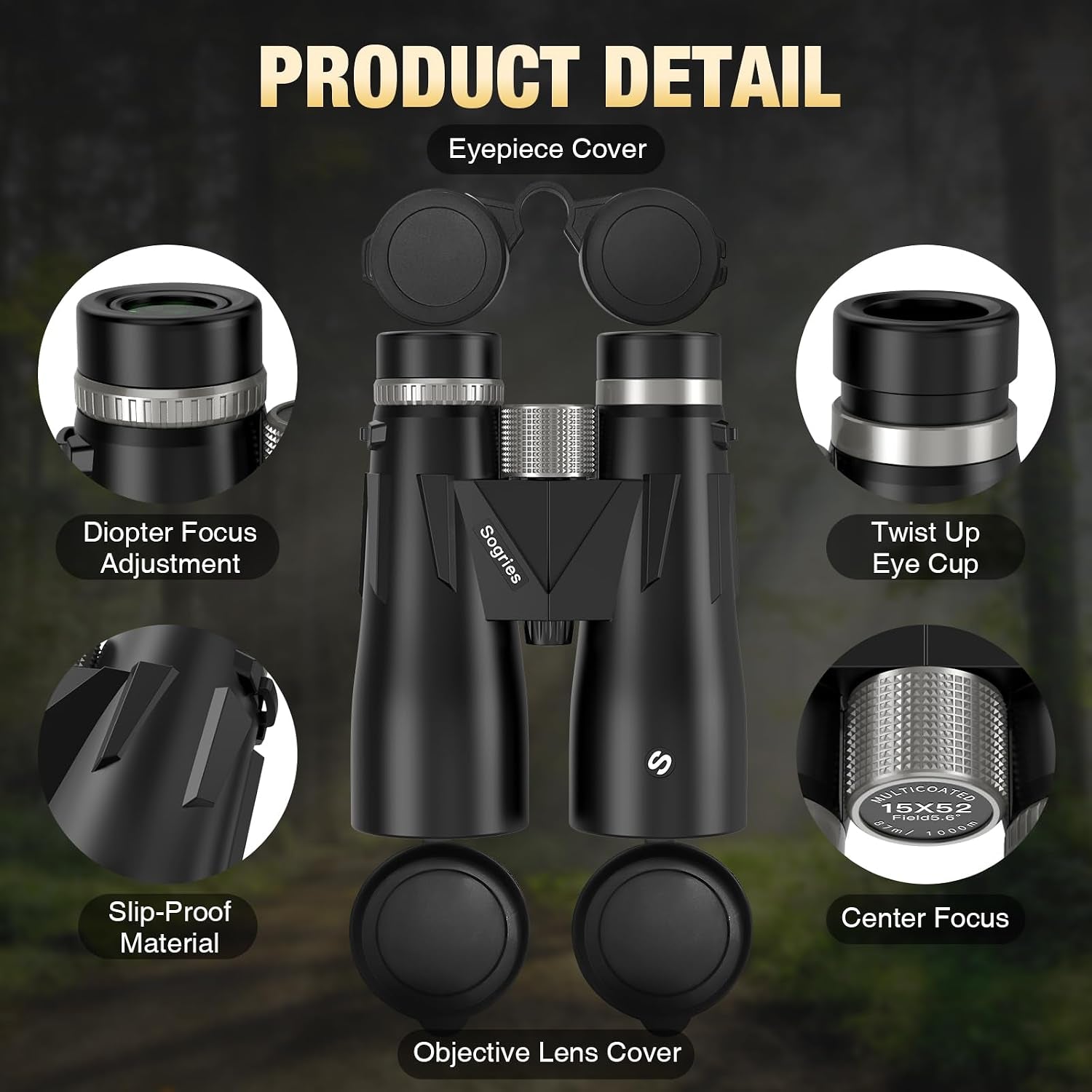 15X52 High Power Binoculars for Adults High Powered Bird Watching | Binoculars for Cruise Ship Whale Watching Travel Sports Hunting Concert Birding Compact Waterproof Long Range Binoculars