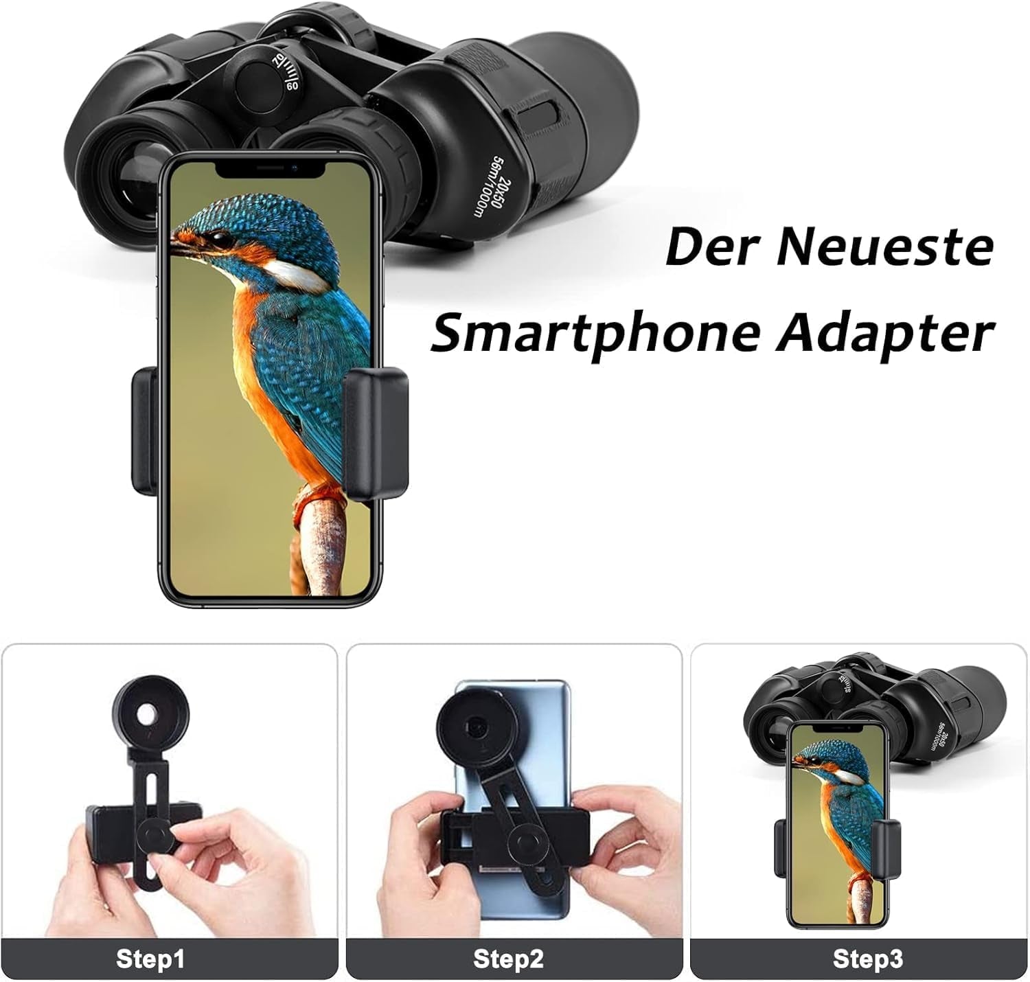 20X50 High Power Binoculars for Adults, HD Waterproof Binoculars with BAK4 Prism & FMC Lens,Portable Binocular Bird Watching Hunting Football Games Cruise with Carrying Bag,Strap,Phone Adapter-Black