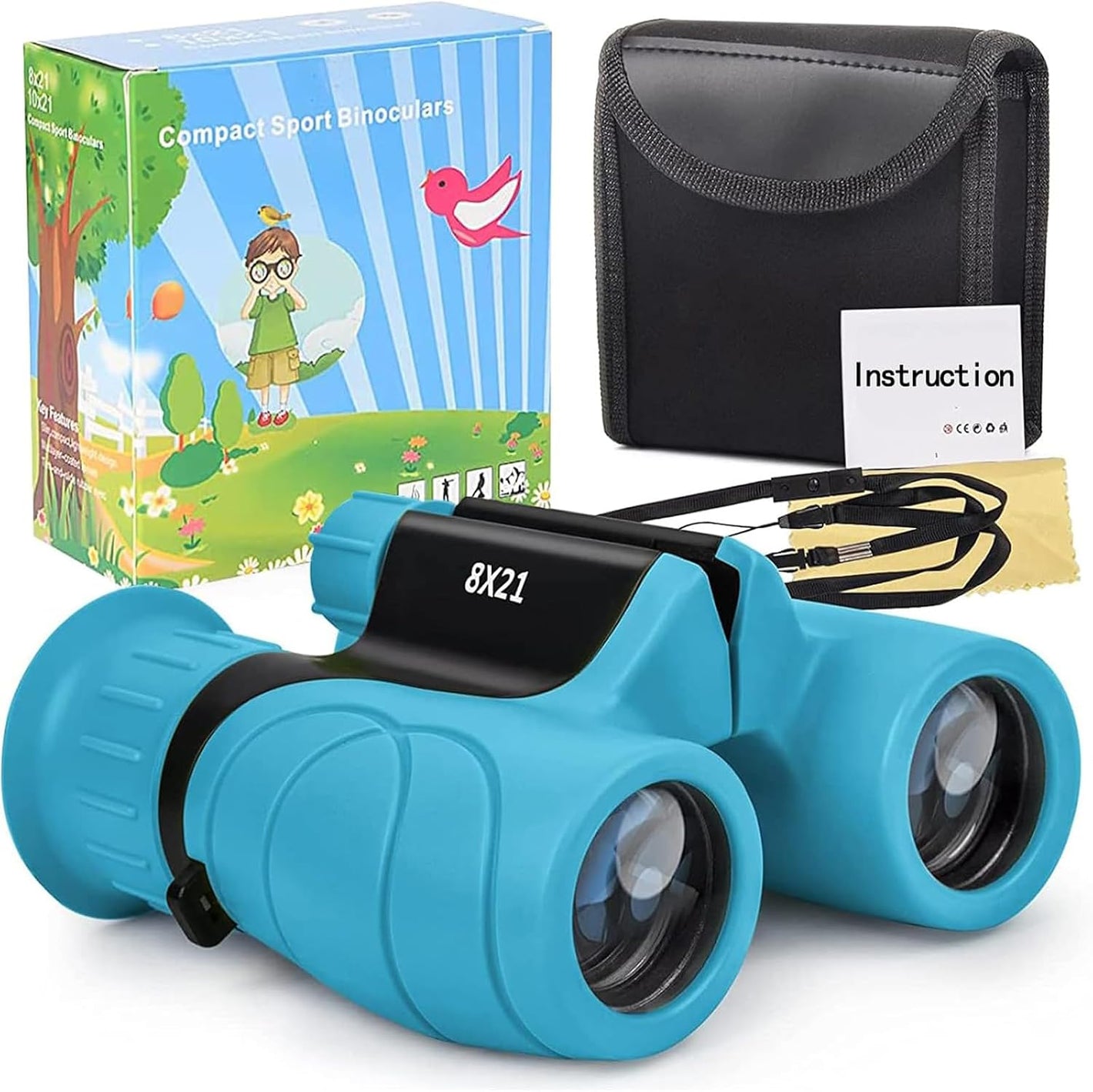Binoculars for Kids,Compact Kids Binoculars 8X21 High-Resolution for Bird Watching, Camping, Exploration, Hiking, Hunting, Sports Events and Safari Park Gifts (Blue)