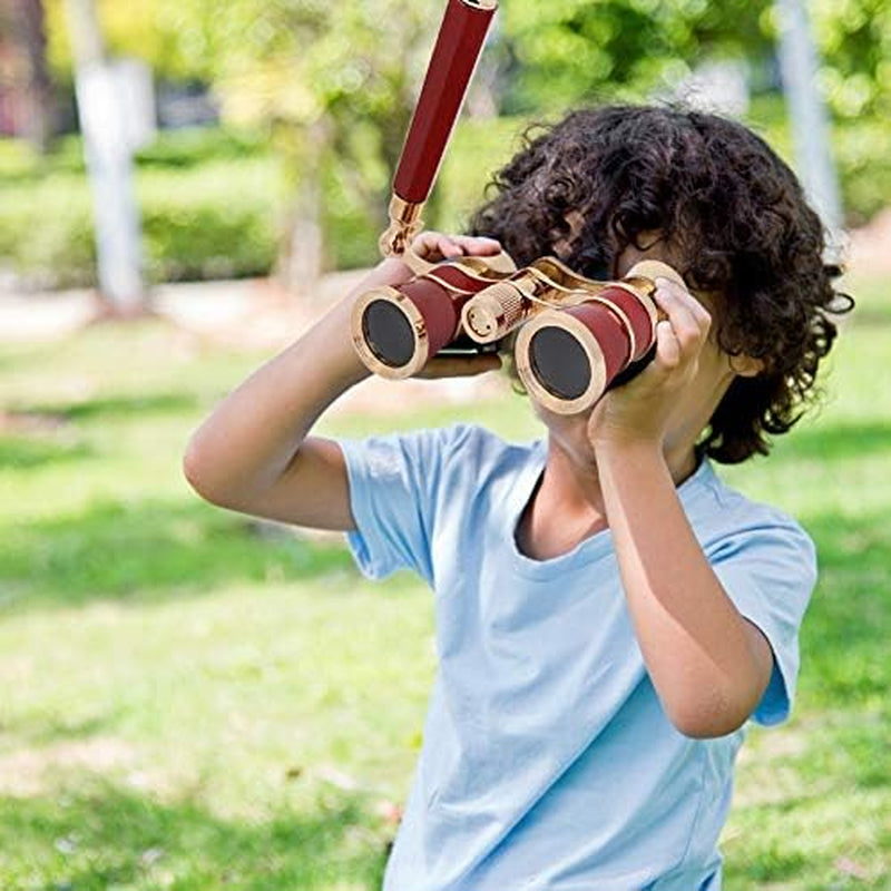 Opera Binoculars Theater Glasses Opera Glasses Binoculars 3X25 Magnification BK7 Optical Glass Lens Central Focus with Handle for Adults Kids Women in Concerts Theaters (Red)