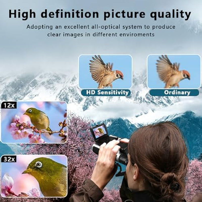 12X32 Digital Binoculars for Adults, 2.4 Inch Screen Binoculars for Binoculars with 2.5K 48MP Videos Photo Camera for Bird Watching Outdoor Travel