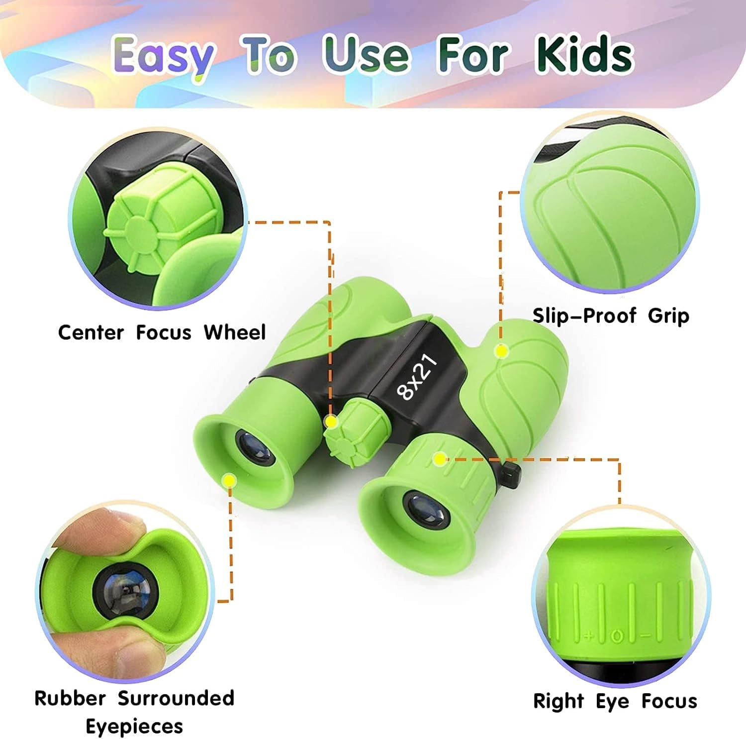 Kids Binoculars 8X21, High Power Shockproof & Waterproof Telescope for Children, BAK4 Prism for Bird Watching, Concert, Sports Events