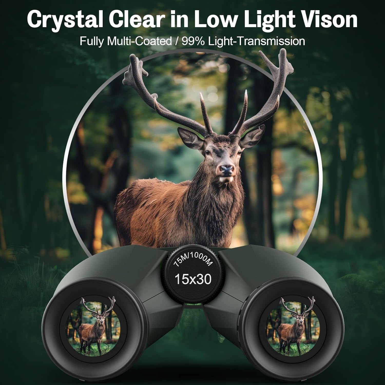 15X30 Binoculars for Adults Kids - Easy Focus Binocs for Birdwatching Black | Compact, Small, High Powered, FMC, BAK4 Prism, Large Eyepiece, Low Light Vision, Travel,Outdoors, Hunting,Ship,Concert