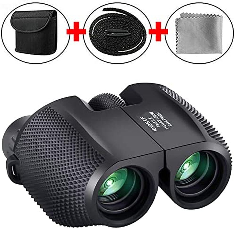 Compact Binoculars, Foldable Waterproof BAK-4 Binoculars 10 X 25 Prism Hunts Bir
