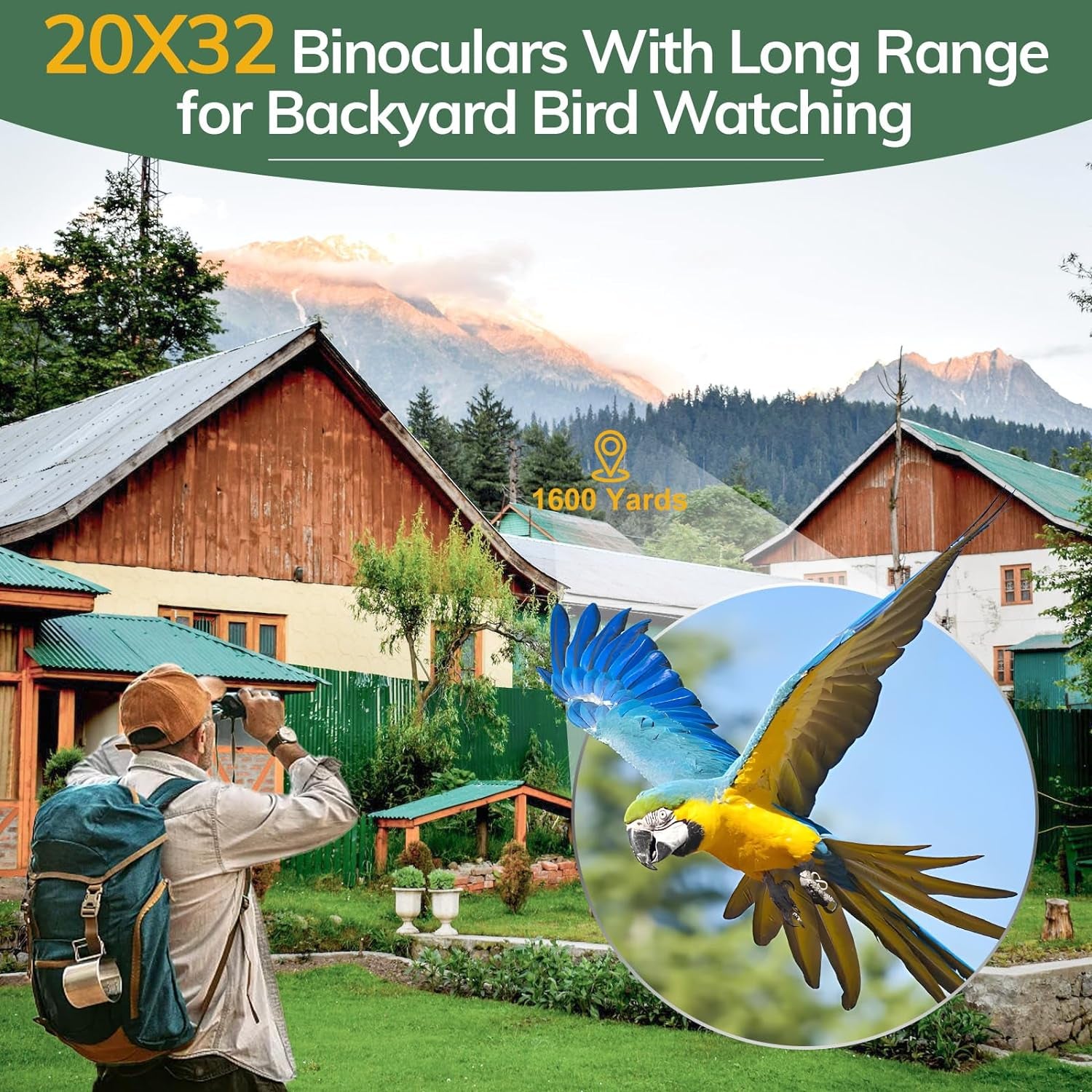 20X32 Binoculars for Adults Kids High Powered with Sharper Vision - Compact Binoculars with Comfortable View - High Definition Small Binocs for Bird Watching Cruise Trip Hunting Travel Concert Hiking