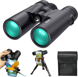 8X42 Roof Prism Binoculars for Adults, HD Professional Binoculars for Bird Watching Travel Stargazing Hunting Concerts Sports-Bak4 Prism FMC Lens-With Phone Mount Tripod Strap Carrying Bag