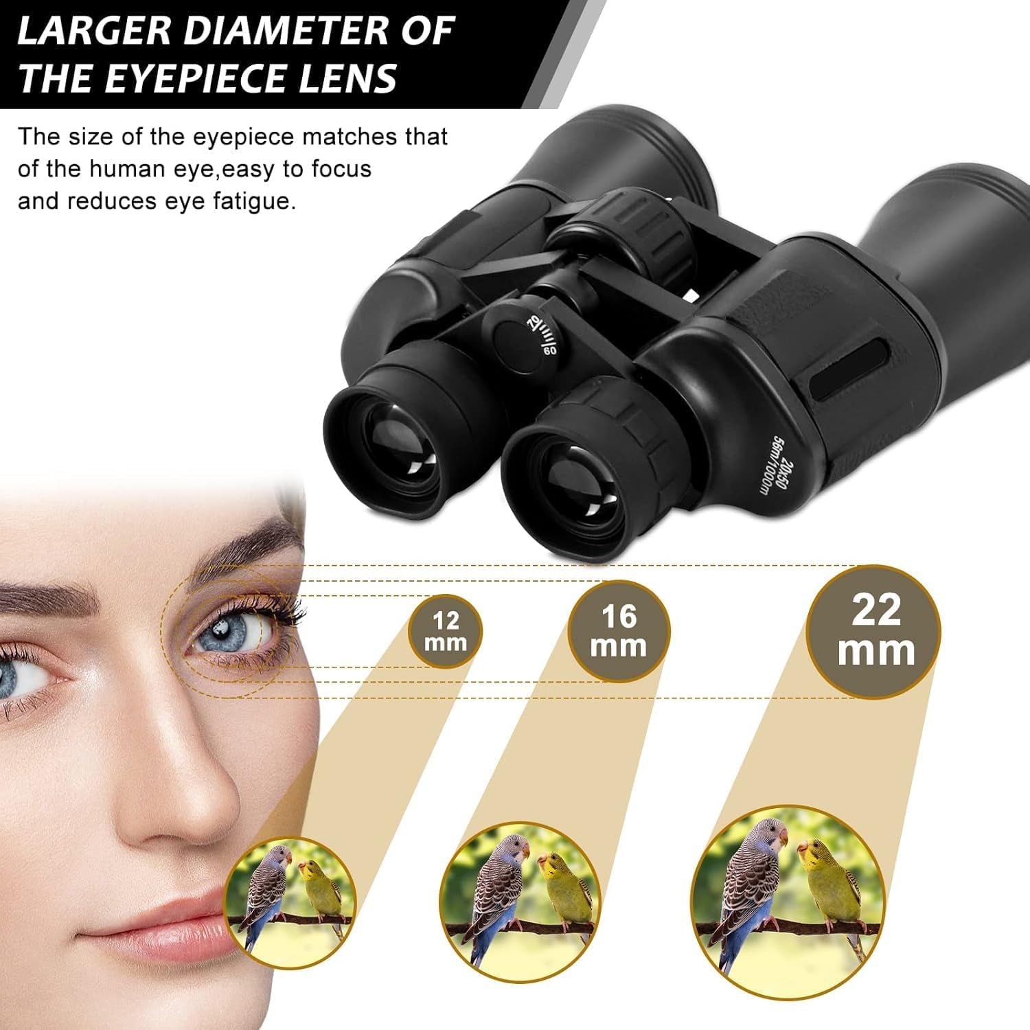 20X50 High Power Binoculars for Adults, HD Waterproof Binoculars with BAK4 Prism & FMC Lens,Portable Binocular Bird Watching Hunting Football Games Cruise with Carrying Bag,Strap,Phone Adapter-Black