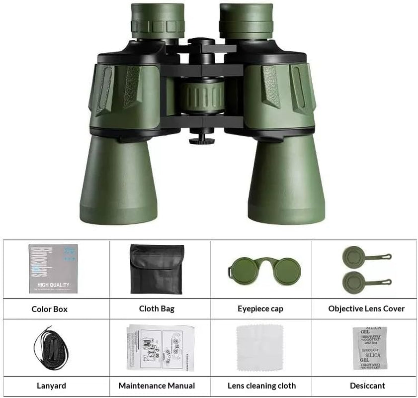 20X50 Binoculars for Adults, HD High Powered Professional Binoculars for Bird Watching Travel Stargazing Concerts Outdoor Sports-Bak4 Prism FMC Lens,Waterproof, Fogproof with Phone Adapter (Green)
