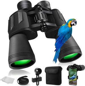20X50 High Power Binoculars for Adults, HD Waterproof Binoculars with BAK4 Prism & FMC Lens,Portable Binocular Bird Watching Hunting Football Games Cruise with Carrying Bag,Strap,Phone Adapter-Black