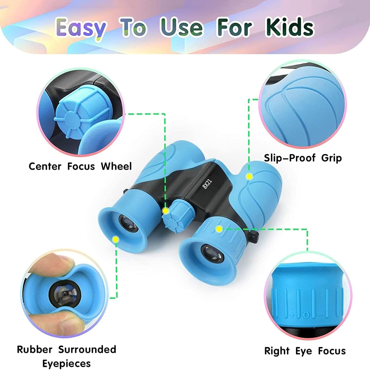 Binoculars for Kids,Compact Kids Binoculars 8X21 High-Resolution for Bird Watching, Camping, Exploration, Hiking, Hunting, Sports Events and Safari Park Gifts (Blue)