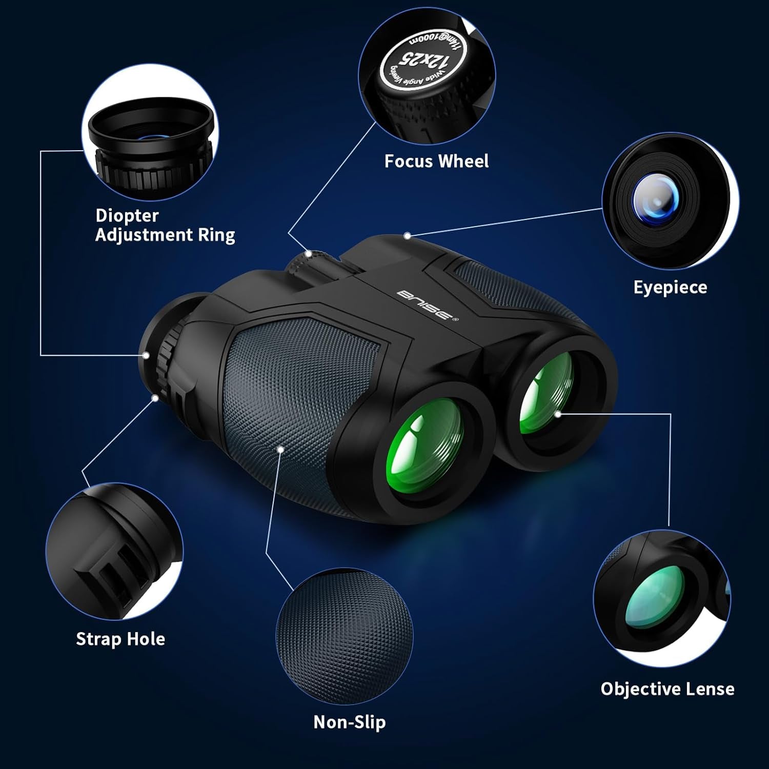 Compact Binoculars for Adults Kids 12X25 Small Bird Watching Travel Hunting | BAK4 FMC Optics, Lightweight Pocket Size, Easy Focus for Birding Concert Sport and Outdoor Christmas Gift
