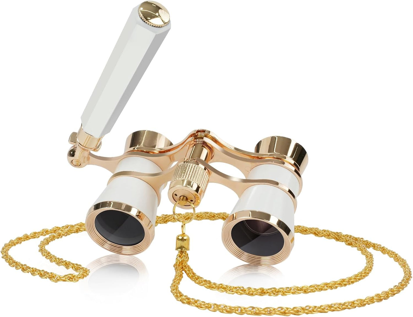 3X25 Opera Glasses for Women with Adjustable Handle & Chain,Bk9 Optical Lens, Vintage Compact Mini Theater Binoculars Adults Kids in Opera Musical Concert-White